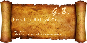 Grosits Bolivár névjegykártya